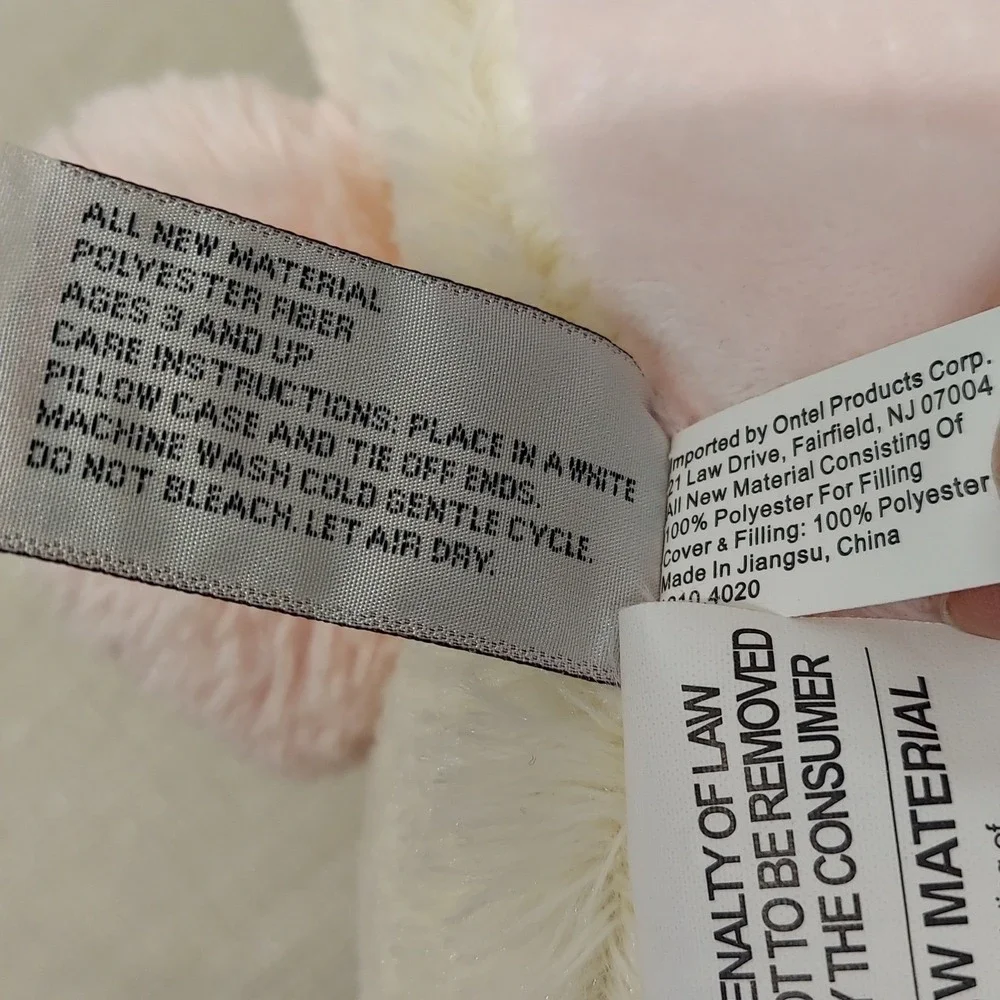 2010 Pillow Pets Bunny Rabbit Plush Cream Pink Polka Dot Ears Stuffed Animal 18